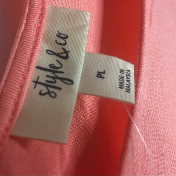 Style & Co Peach Sleeveless Swing Dress Criss Cross Strap Back Large Petite LP - Picture 3 of 7